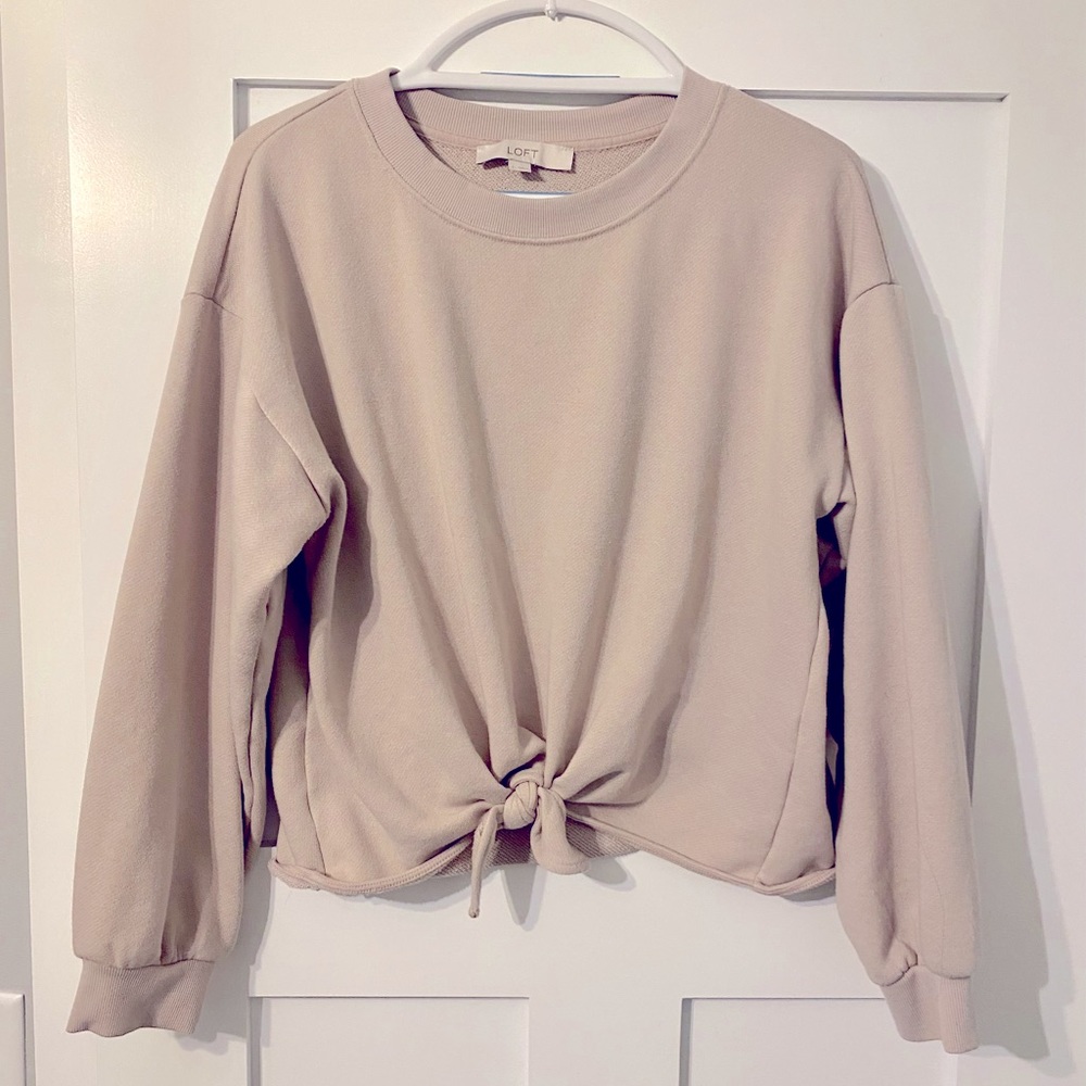 LOFT Tie Front Crop Sweatshirt - Large